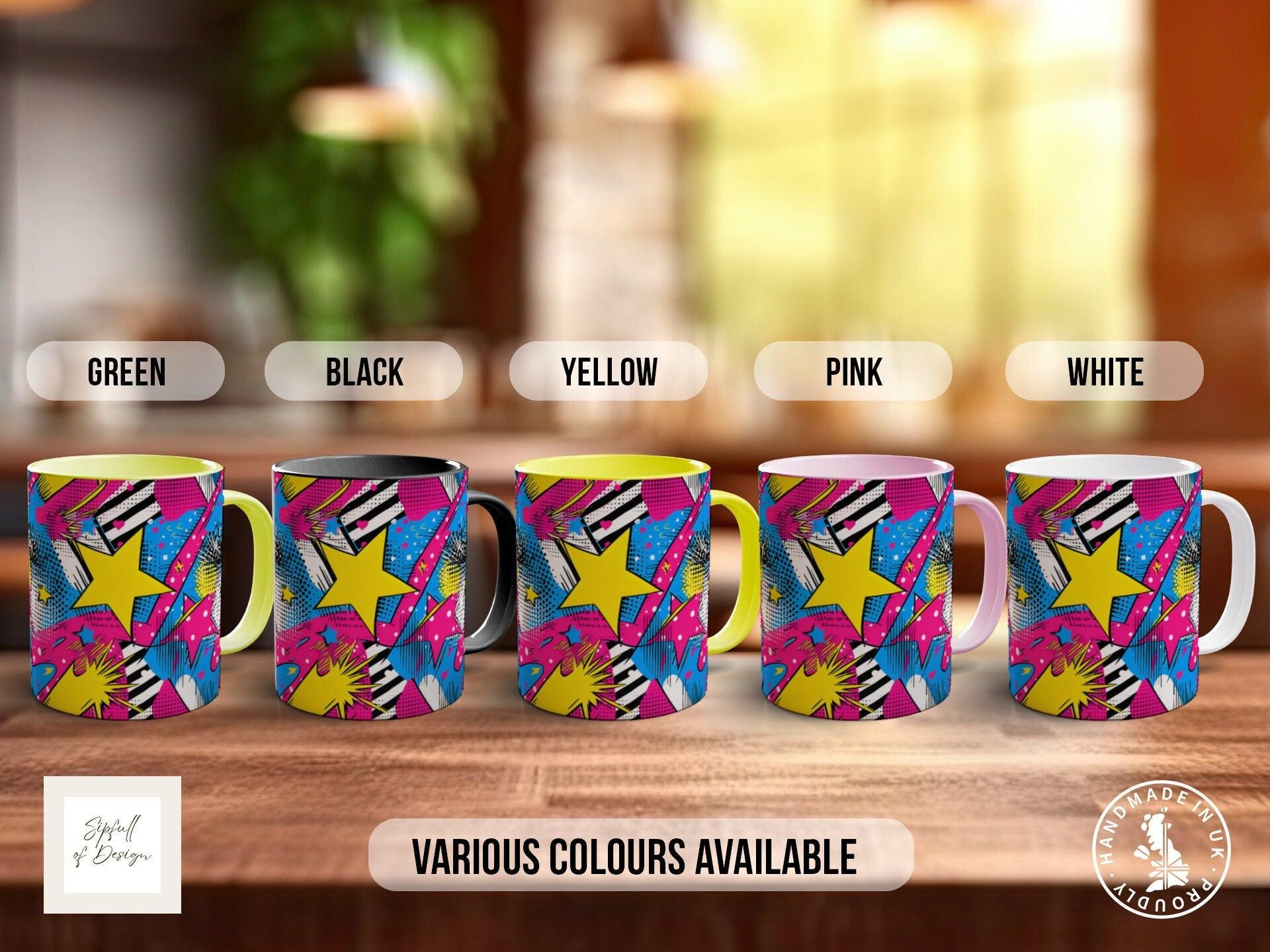 Abstract Comic Pop Pattern Full Wrap Coloured Art Mug - Design 1 - Sipfull of Design