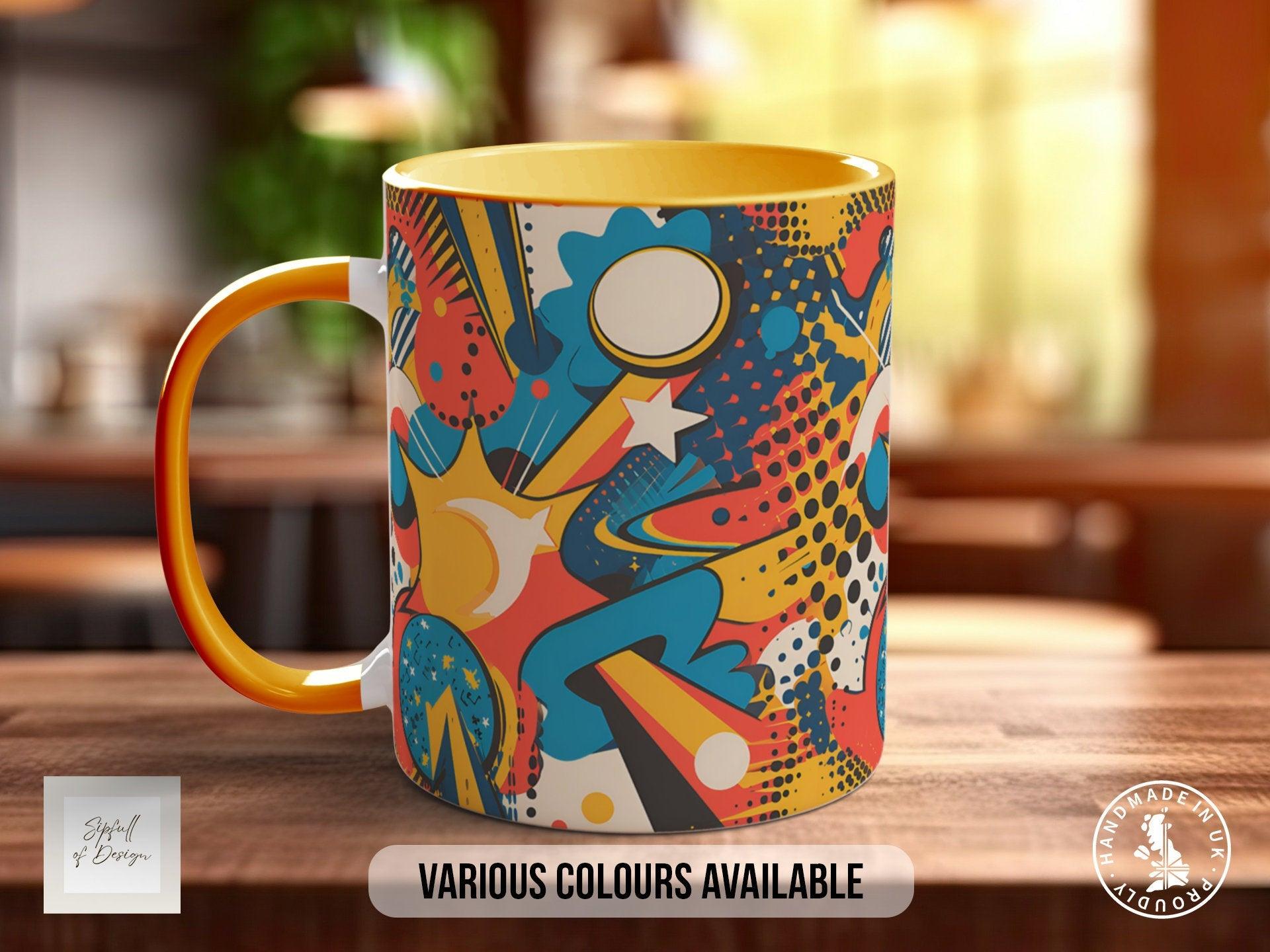 Abstract Comic Pop Pattern Full Wrap Coloured Art Mug - Design 7 - Sipfull of Design