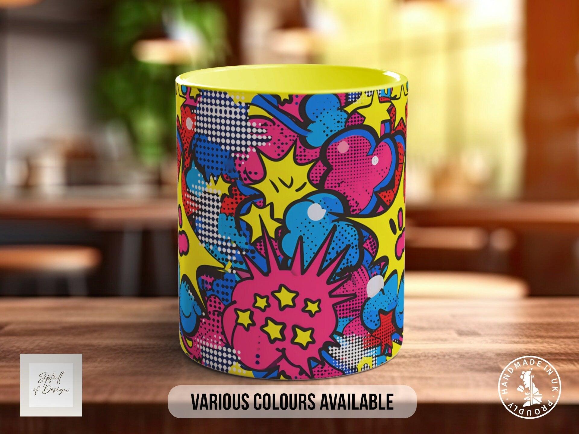 Abstract Comic Pop Pattern Full Wrap Coloured Art Mug - Design 3 - Sipfull of Design