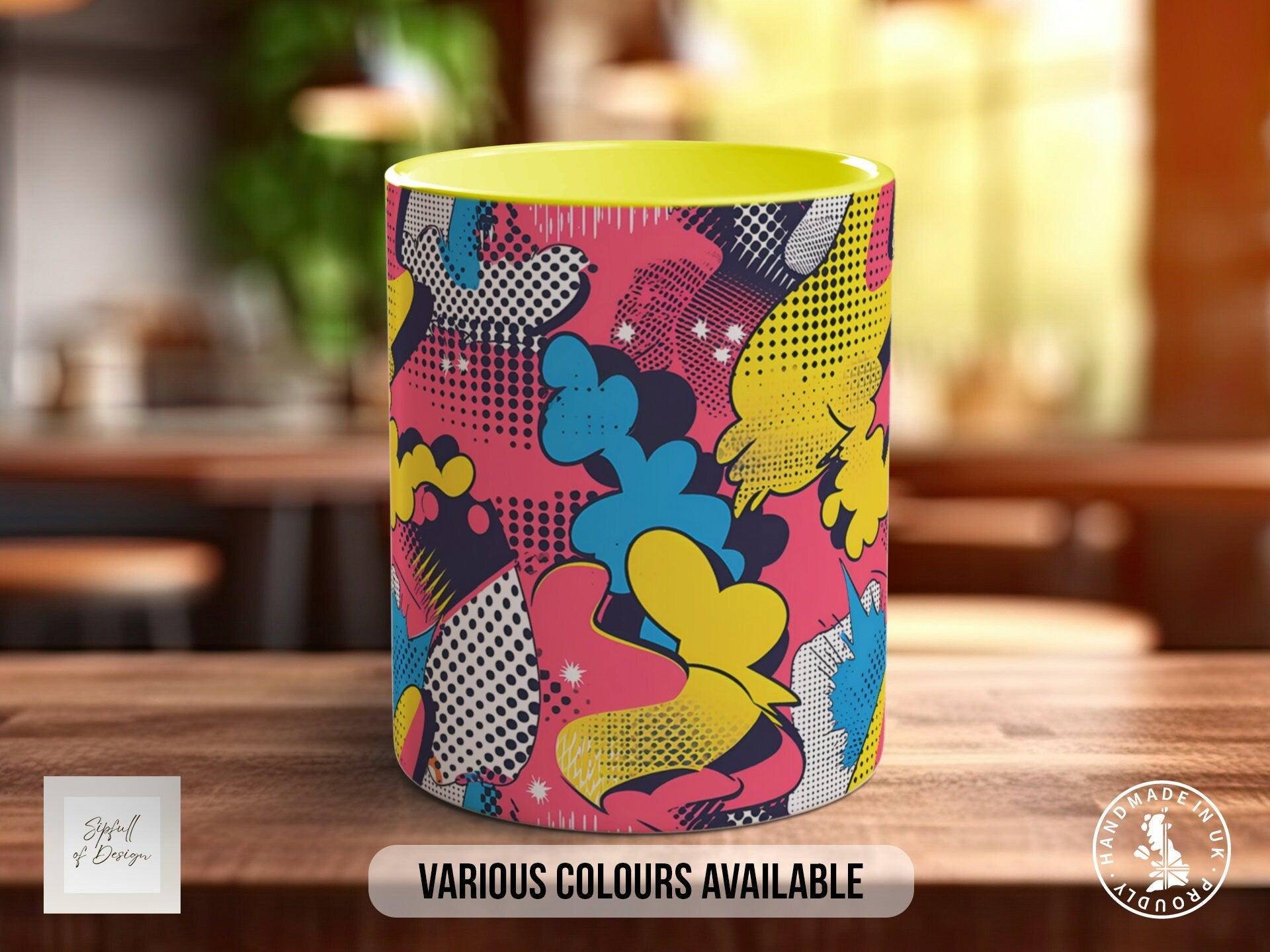 Abstract Comic Pop Pattern Full Wrap Coloured Art Mug - Design 6 - Sipfull of Design