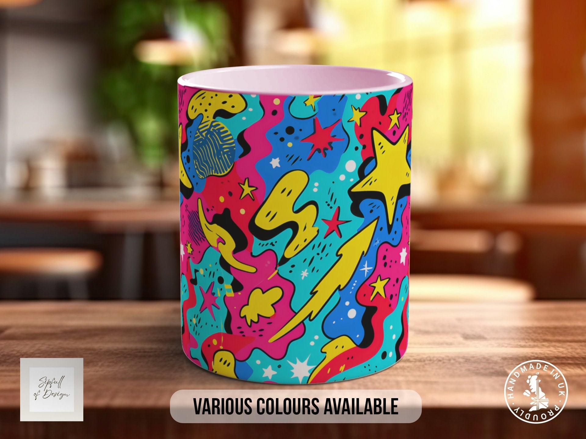 Abstract Comic Pop Pattern Full Wrap Coloured Art Mug - Design 9 - Sipfull of Design