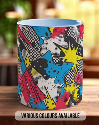 Abstract Comic Pop Pattern Full Wrap Coloured Art Mug - Design 11 - Sipfull of Design