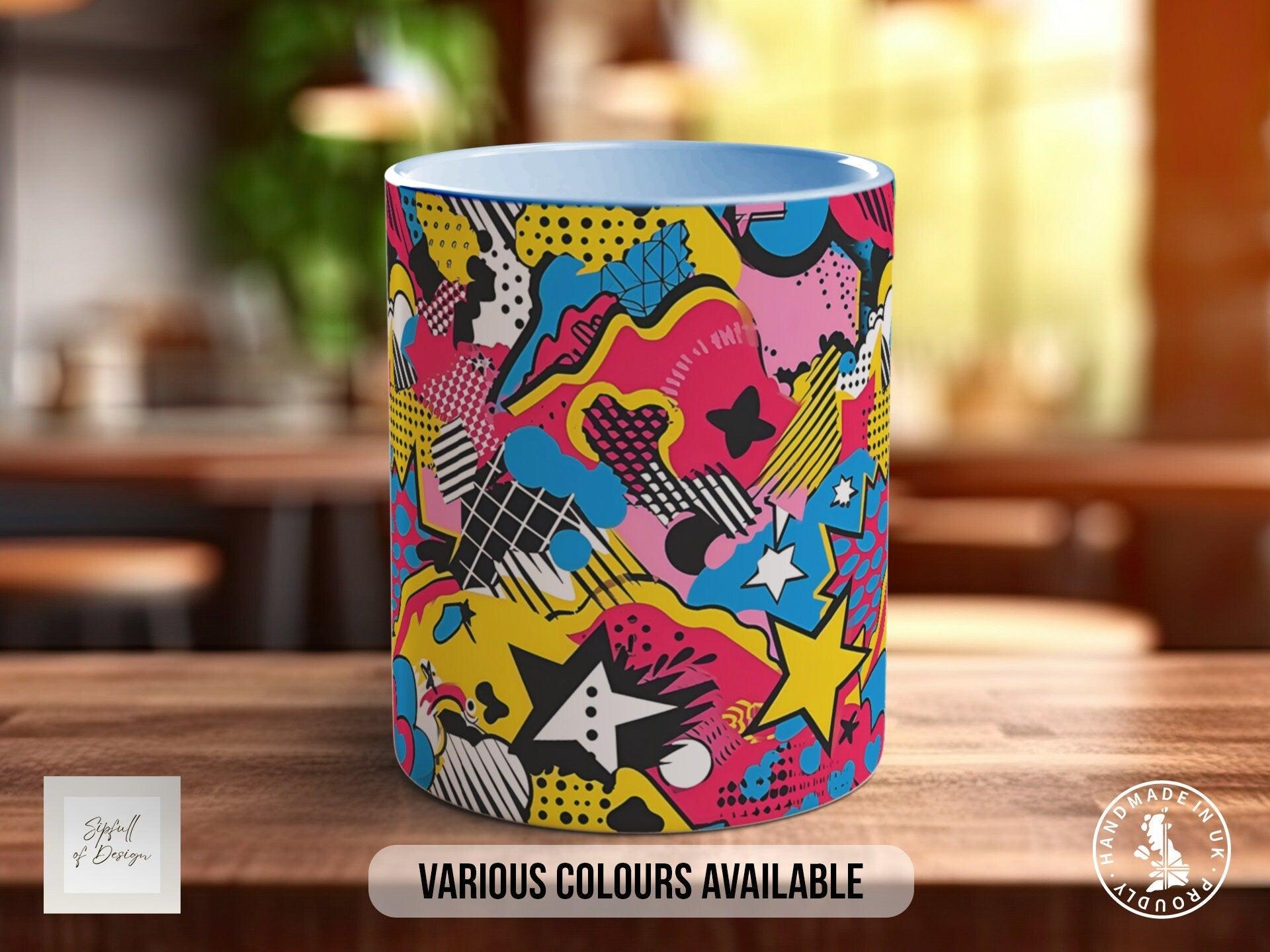 Abstract Comic Pop Pattern Full Wrap Coloured Art Mug - Design 8 - Sipfull of Design