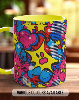 Abstract Comic Pop Pattern Full Wrap Coloured Art Mug - Design 3 - Sipfull of Design