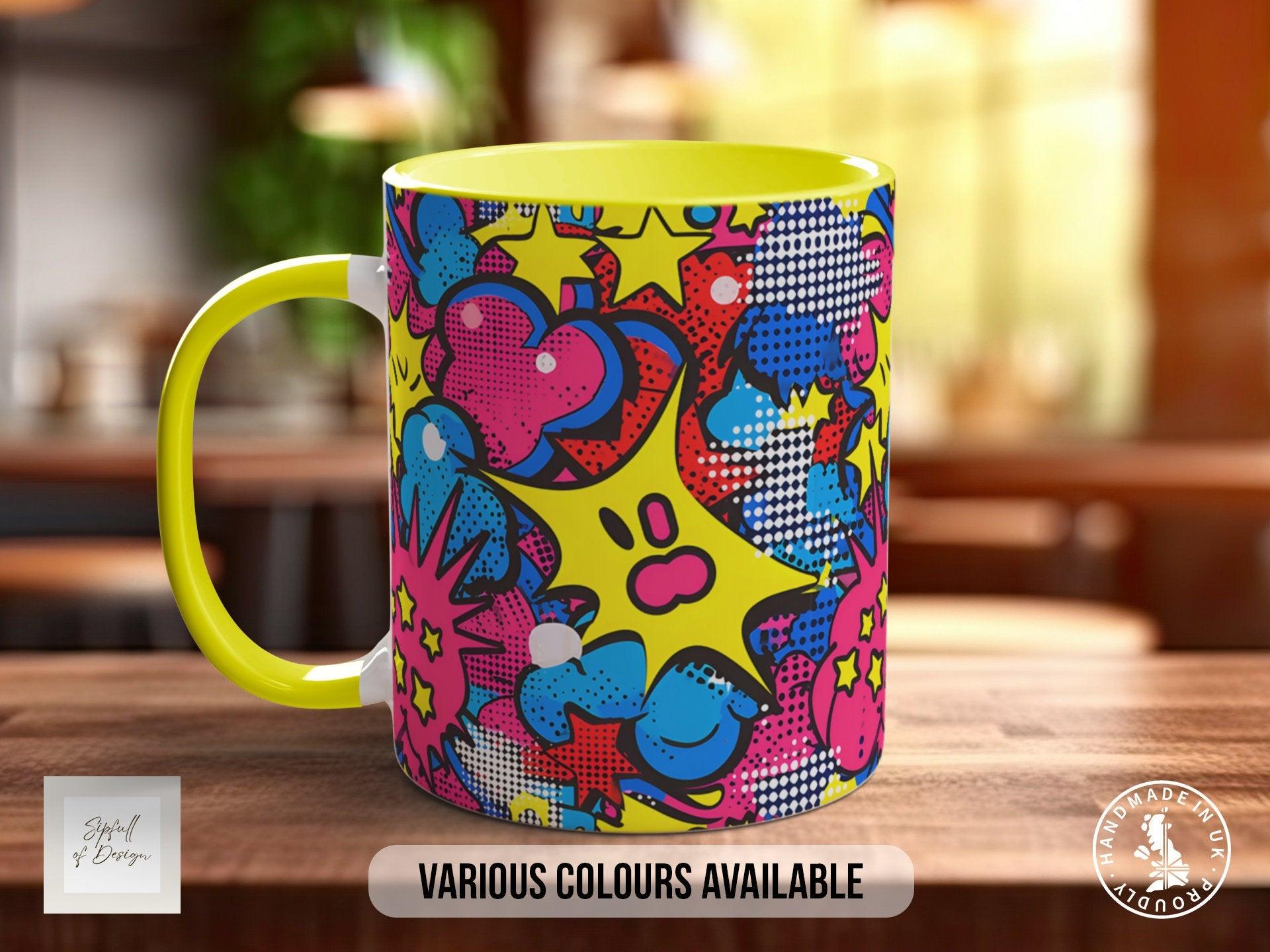 Abstract Comic Pop Pattern Full Wrap Coloured Art Mug - Design 3 - Sipfull of Design
