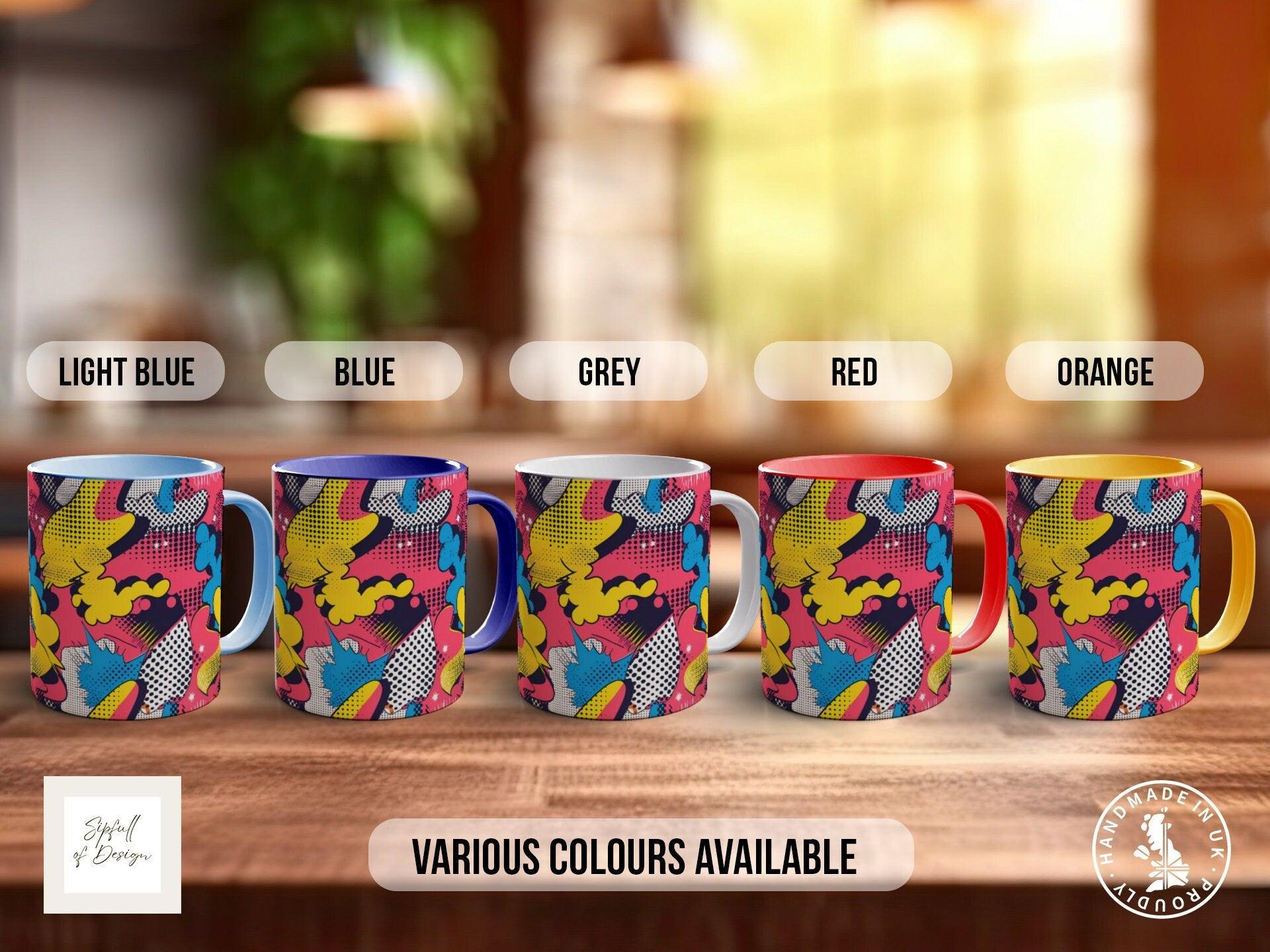 Abstract Comic Pop Pattern Full Wrap Coloured Art Mug - Design 6 - Sipfull of Design
