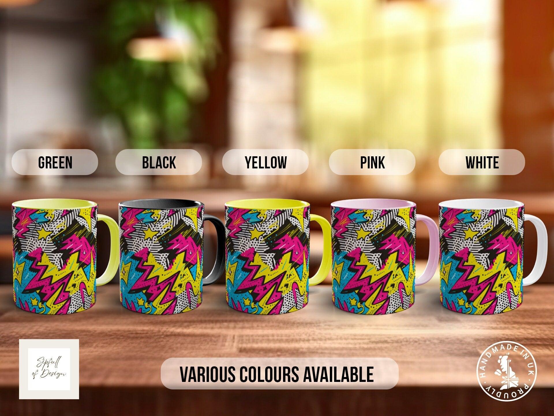 Abstract Comic Pop Pattern Full Wrap Coloured Art Mug - Design 5 - Sipfull of Design