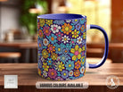 Coloured Groovy Flowers Full Wrap Art Mug - Design 2 - Sipfull of Design