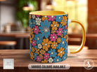 Coloured Groovy Flowers Full Wrap Art Mug - Design 11 - Sipfull of Design