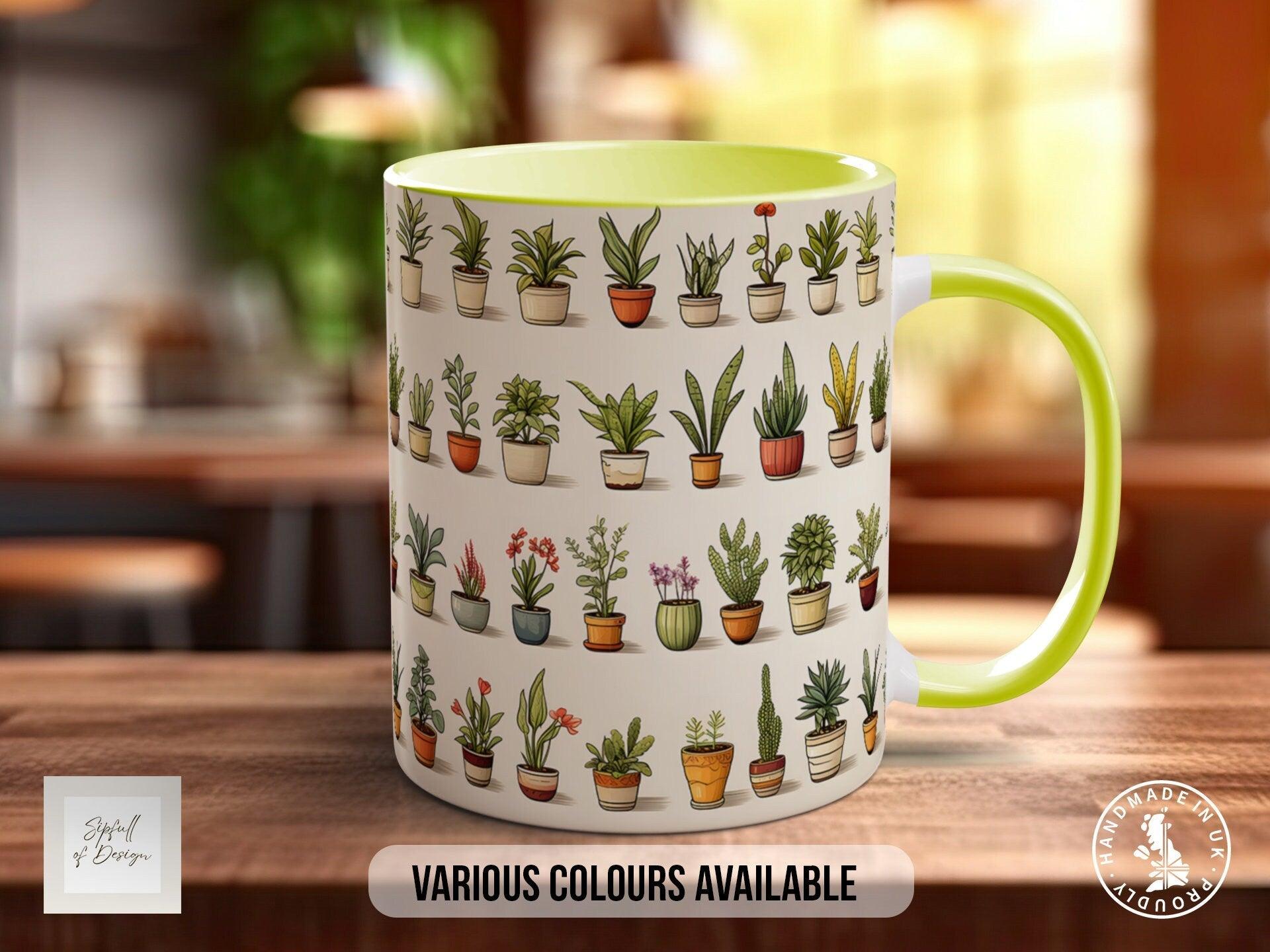 House Plants Full Wrap Art Mug - Design 13 - Coloured 11oz, Bone China 10oz and 15oz and Latte 12oz options. - Sipfull of Design