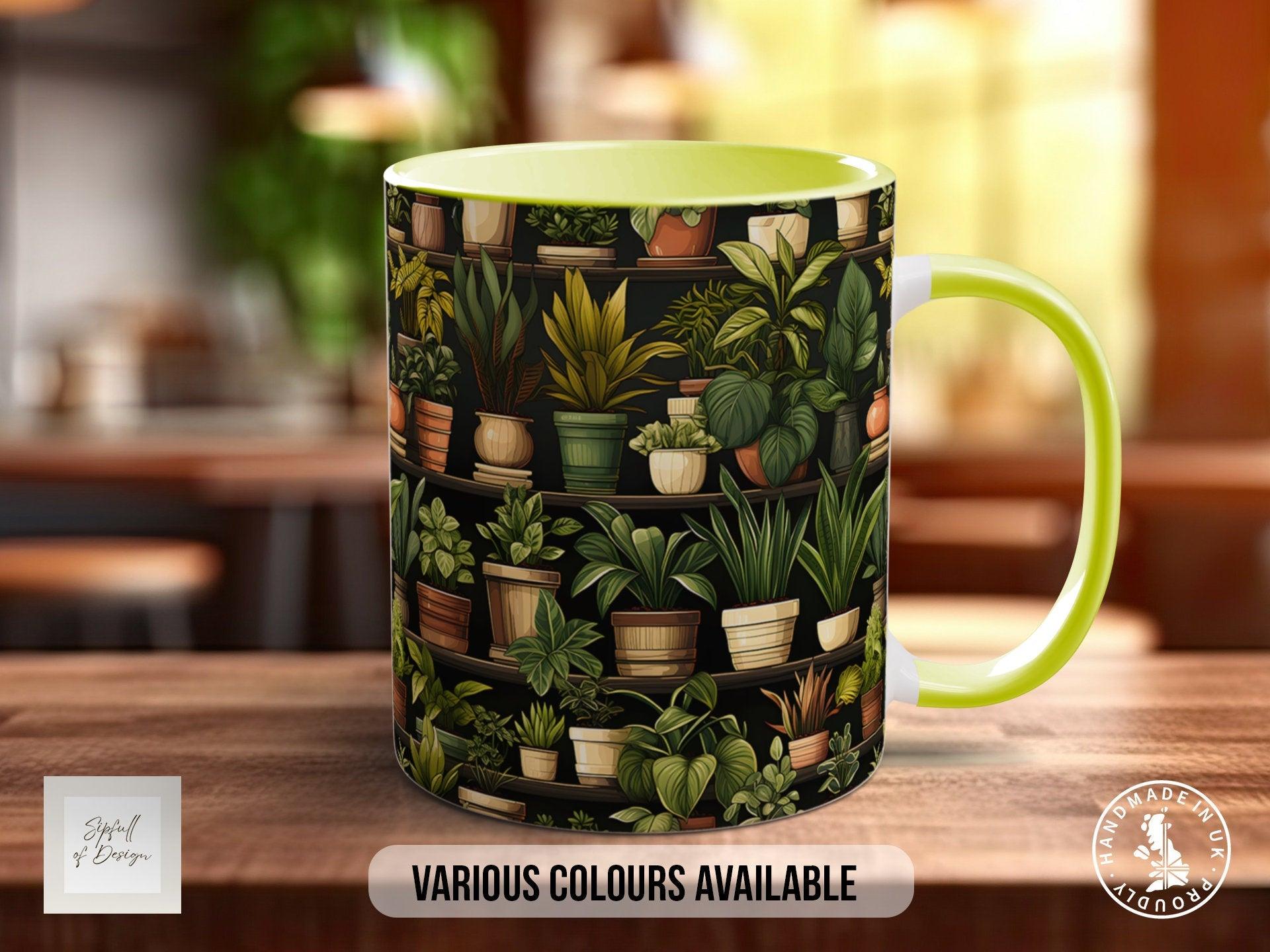 House Plants Full Wrap Art Mug - Design 12 - Coloured 11oz, Bone China 10oz and 15oz and Latte 12oz options. - Sipfull of Design