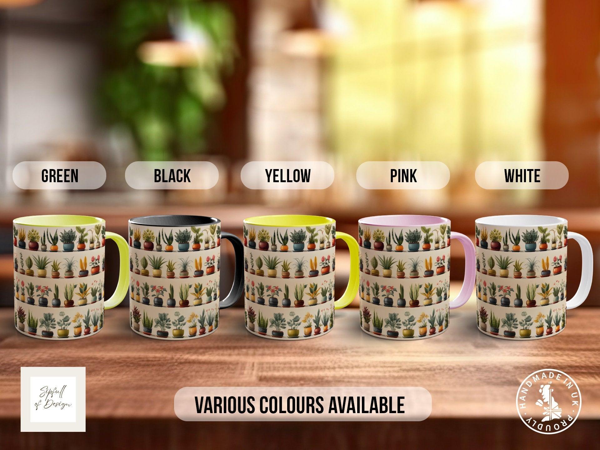 House Plants Full Wrap Art Mug - Design 16 - Coloured 11oz, Bone China 10oz and 15oz and Latte 12oz options. - Sipfull of Design