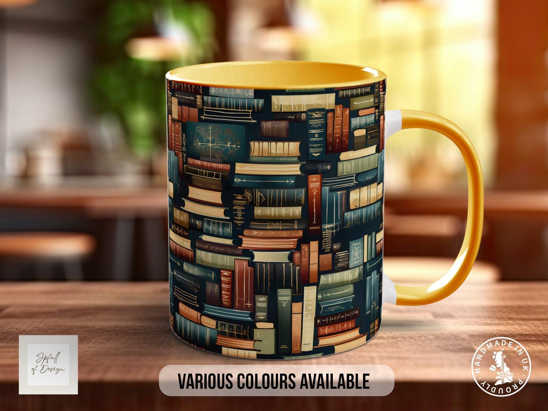 Book Shelf Pattern Full Wrap Coloured Art Mug - Design 11 - Sipfull of Design