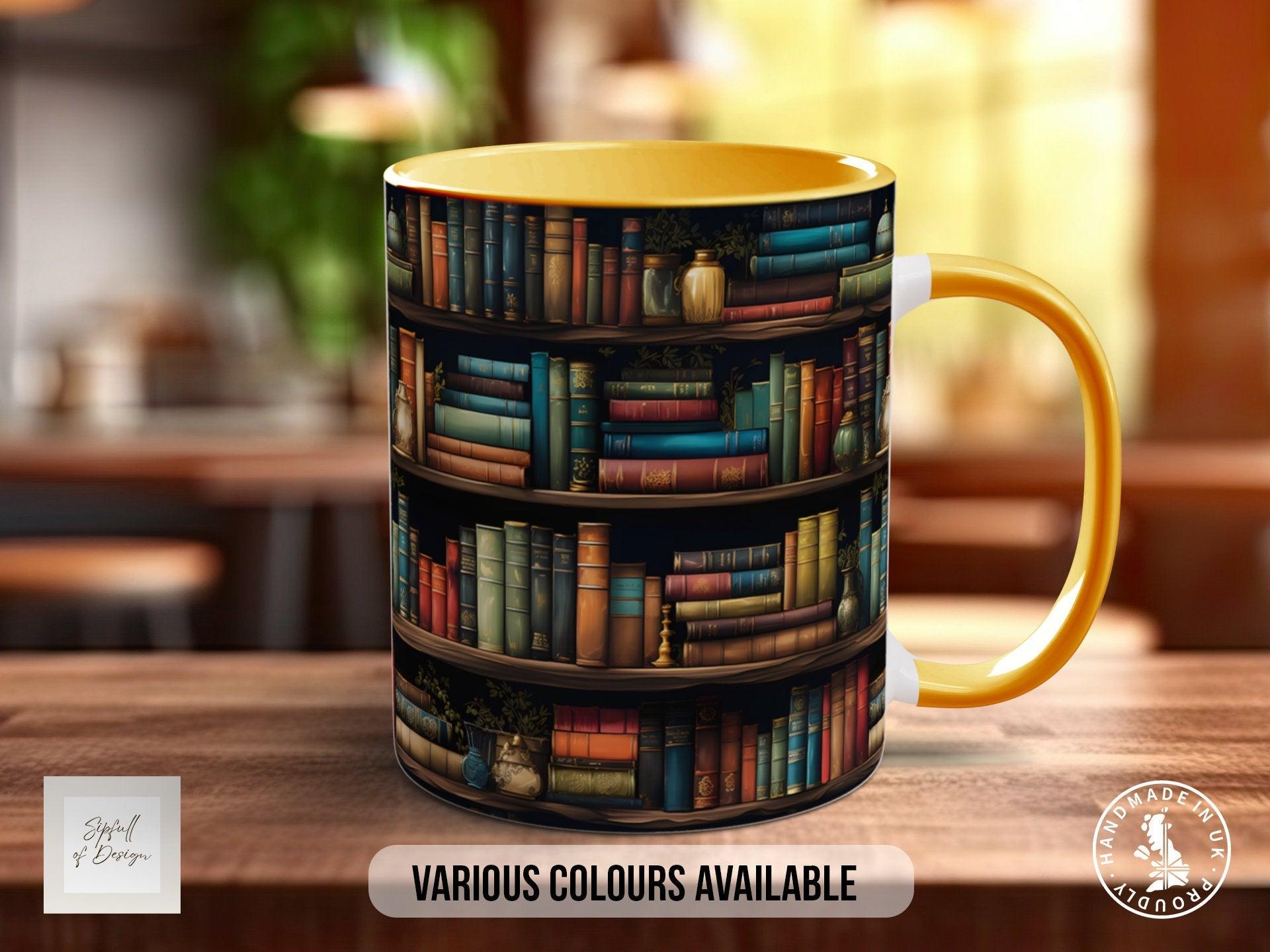 Book Shelf Pattern Full Wrap Coloured Art Mug - Design 2 - Sipfull of Design