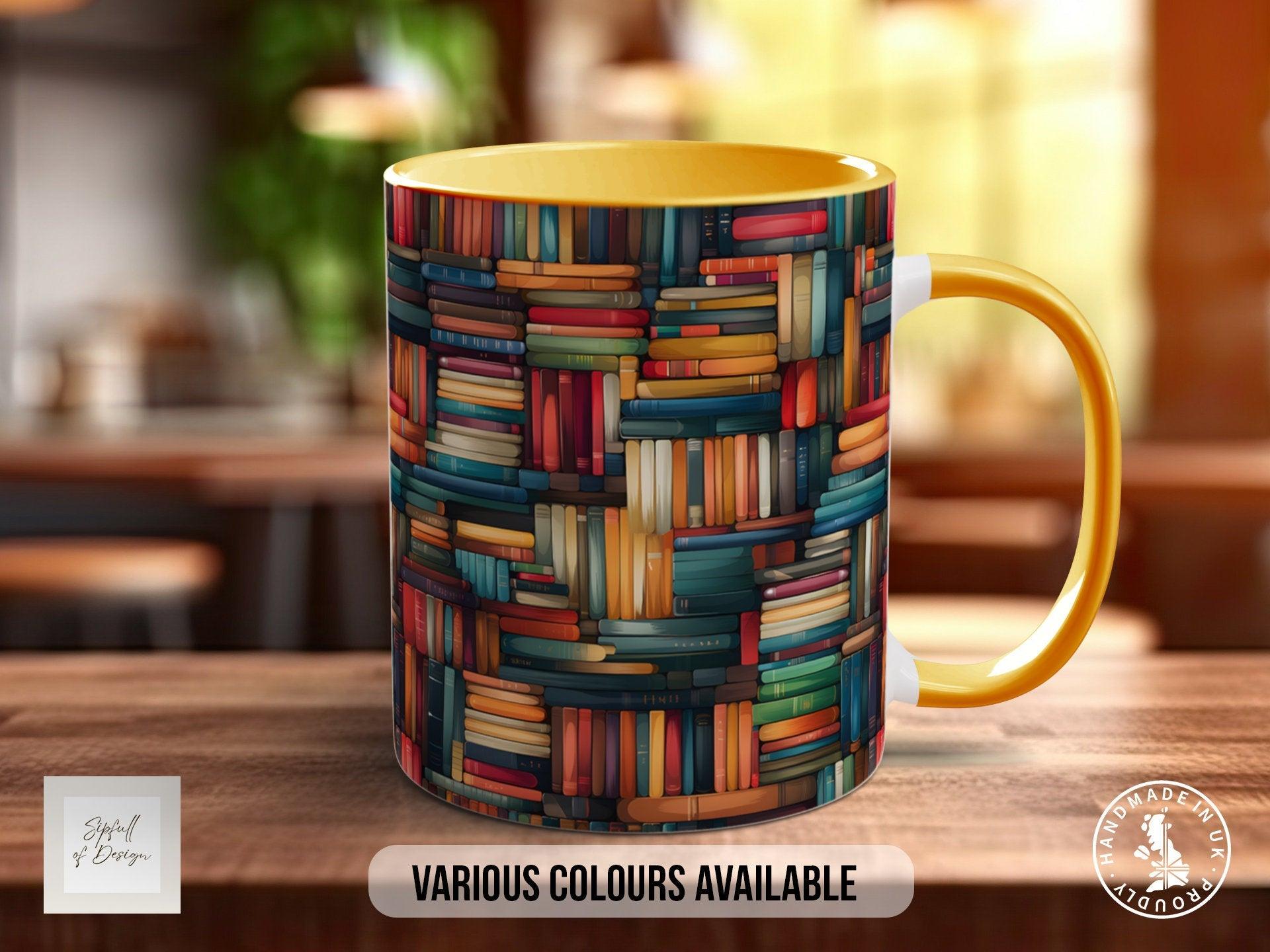 Book Shelf Pattern Full Wrap Coloured Art Mug - Design 7 - Sipfull of Design