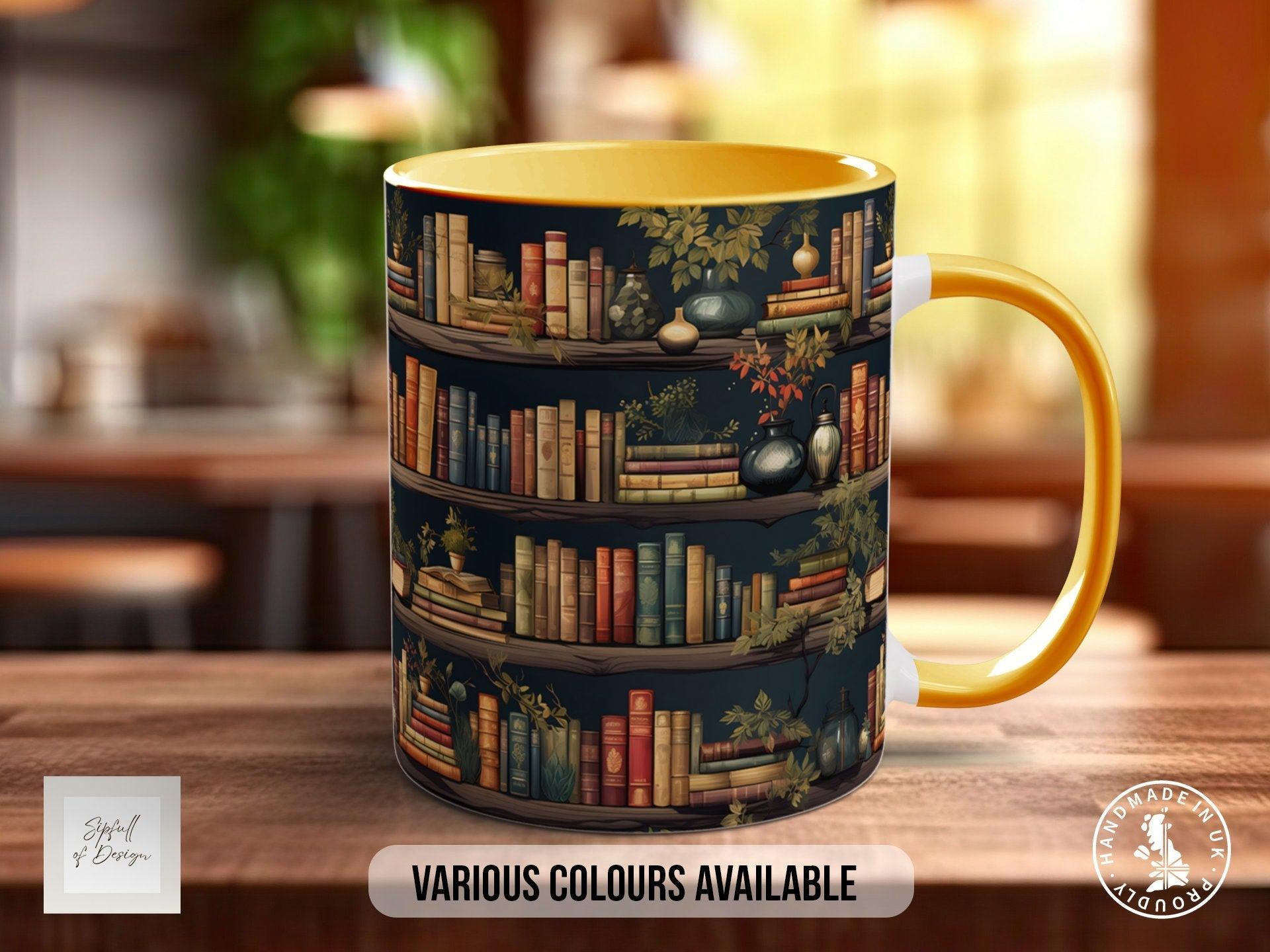 Book Shelf Pattern Full Wrap Coloured Art Mug - Design 8 - Sipfull of Design