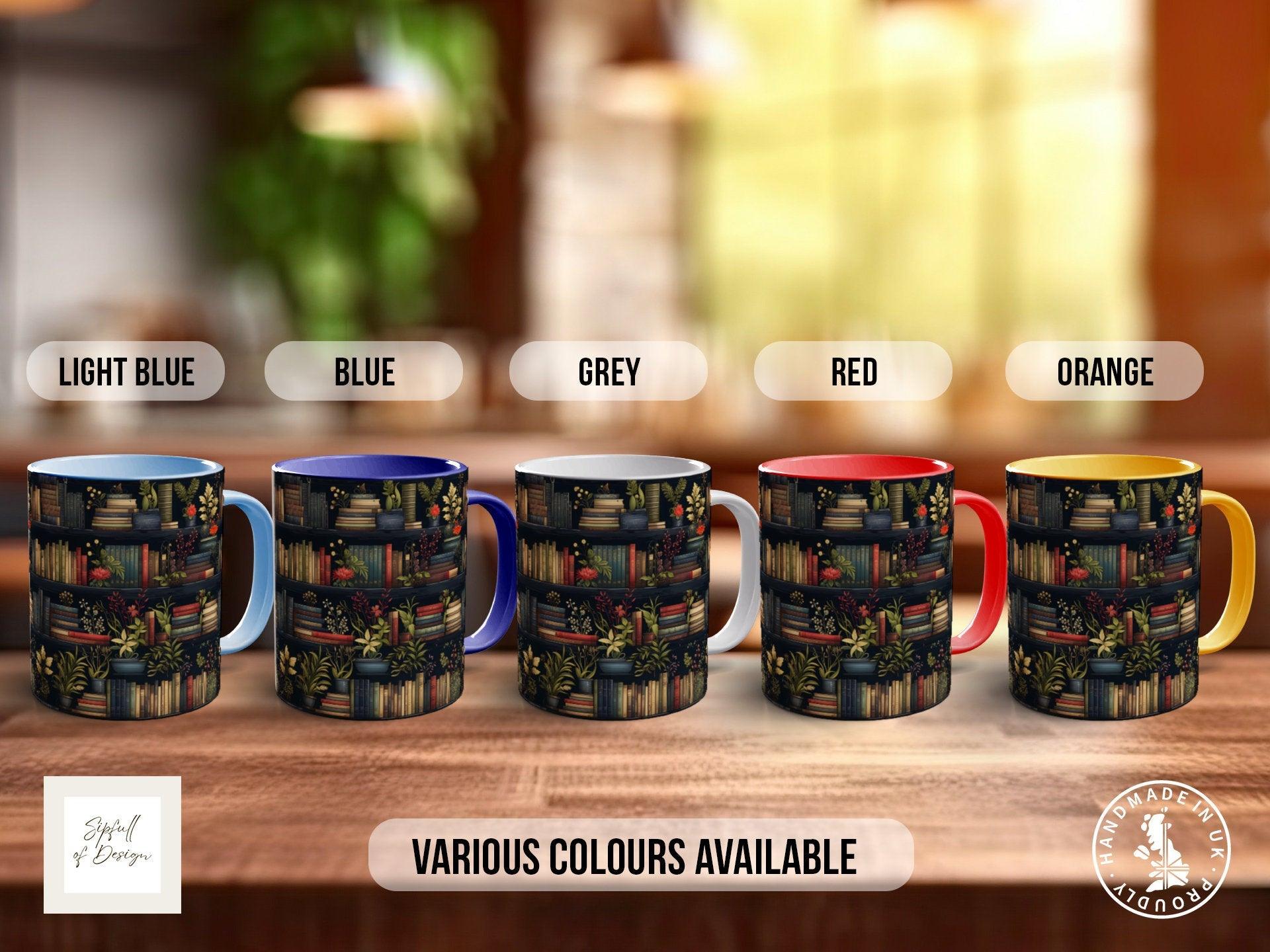 Book Shelf Pattern Full Wrap Coloured Art Mug - Design 9 - Sipfull of Design