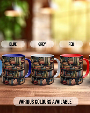 Book Shelf Pattern Full Wrap Coloured Art Mug - Design 4 - Sipfull of Design