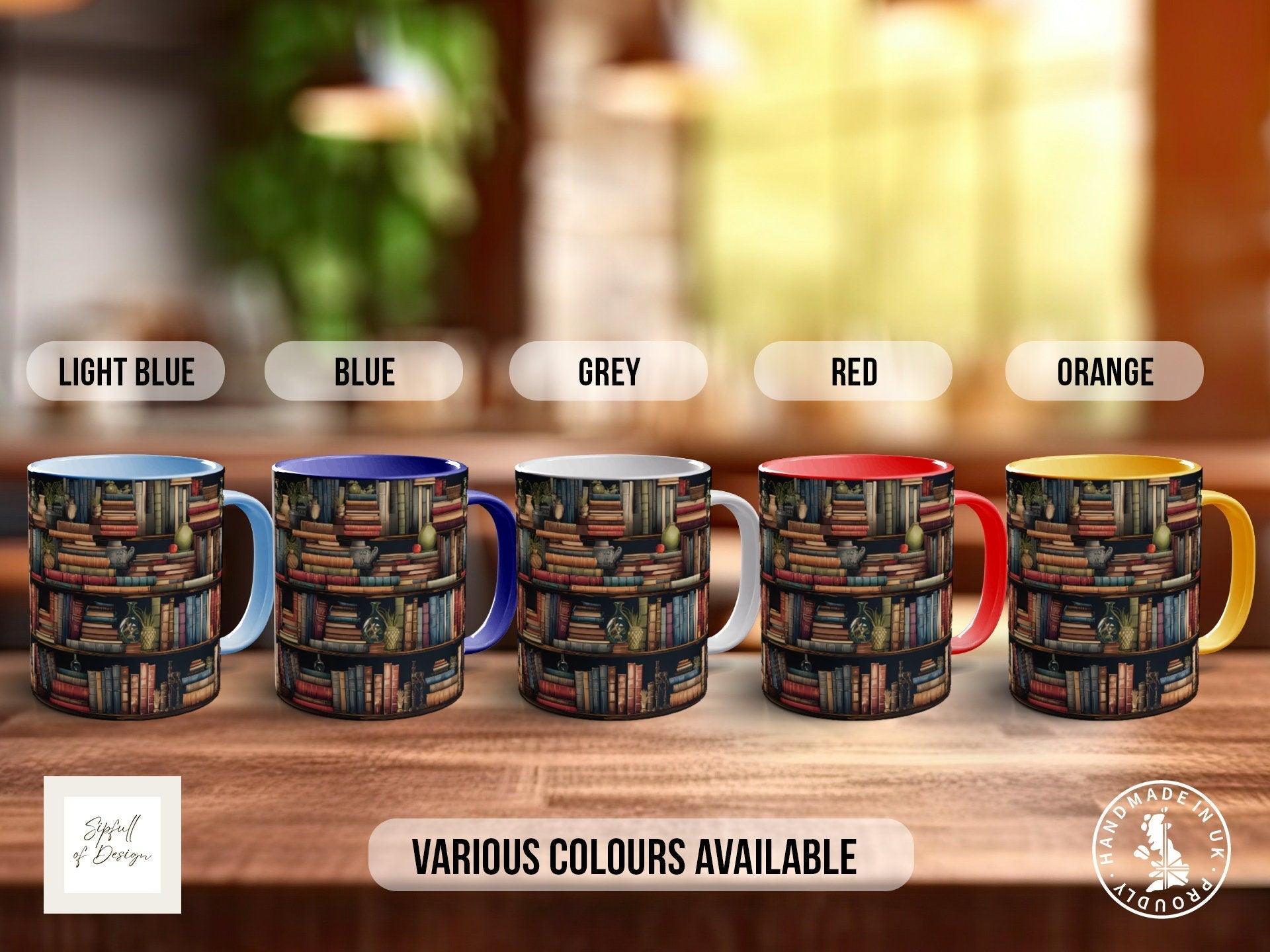 Book Shelf Pattern Full Wrap Coloured Art Mug - Design 4 - Sipfull of Design