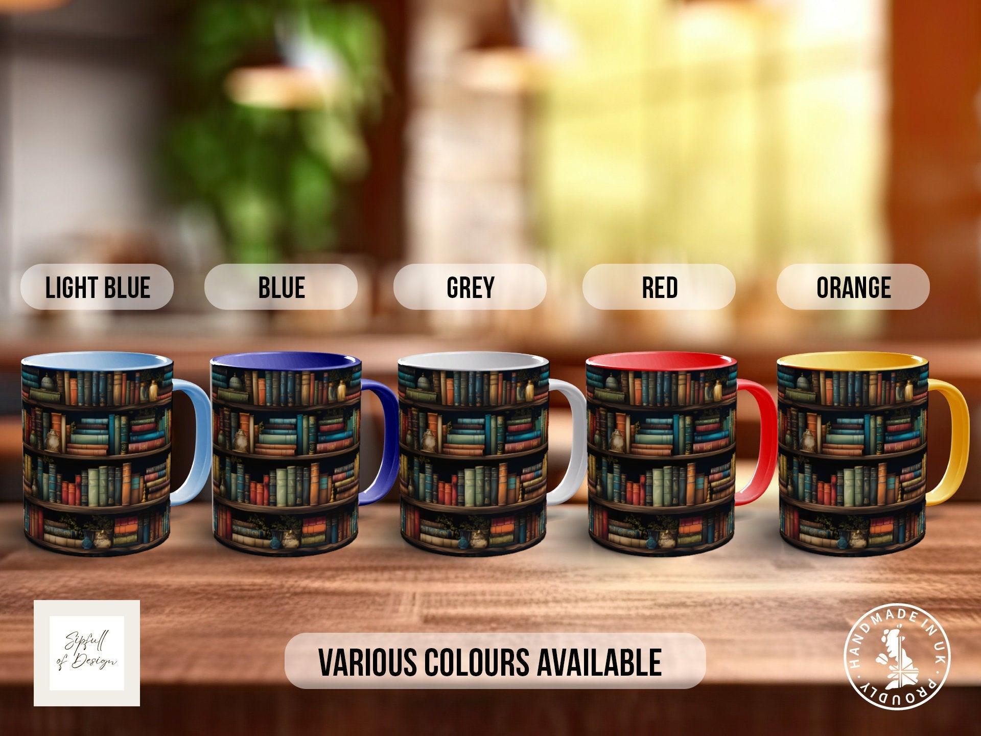 Book Shelf Pattern Full Wrap Coloured Art Mug - Design 2 - Sipfull of Design