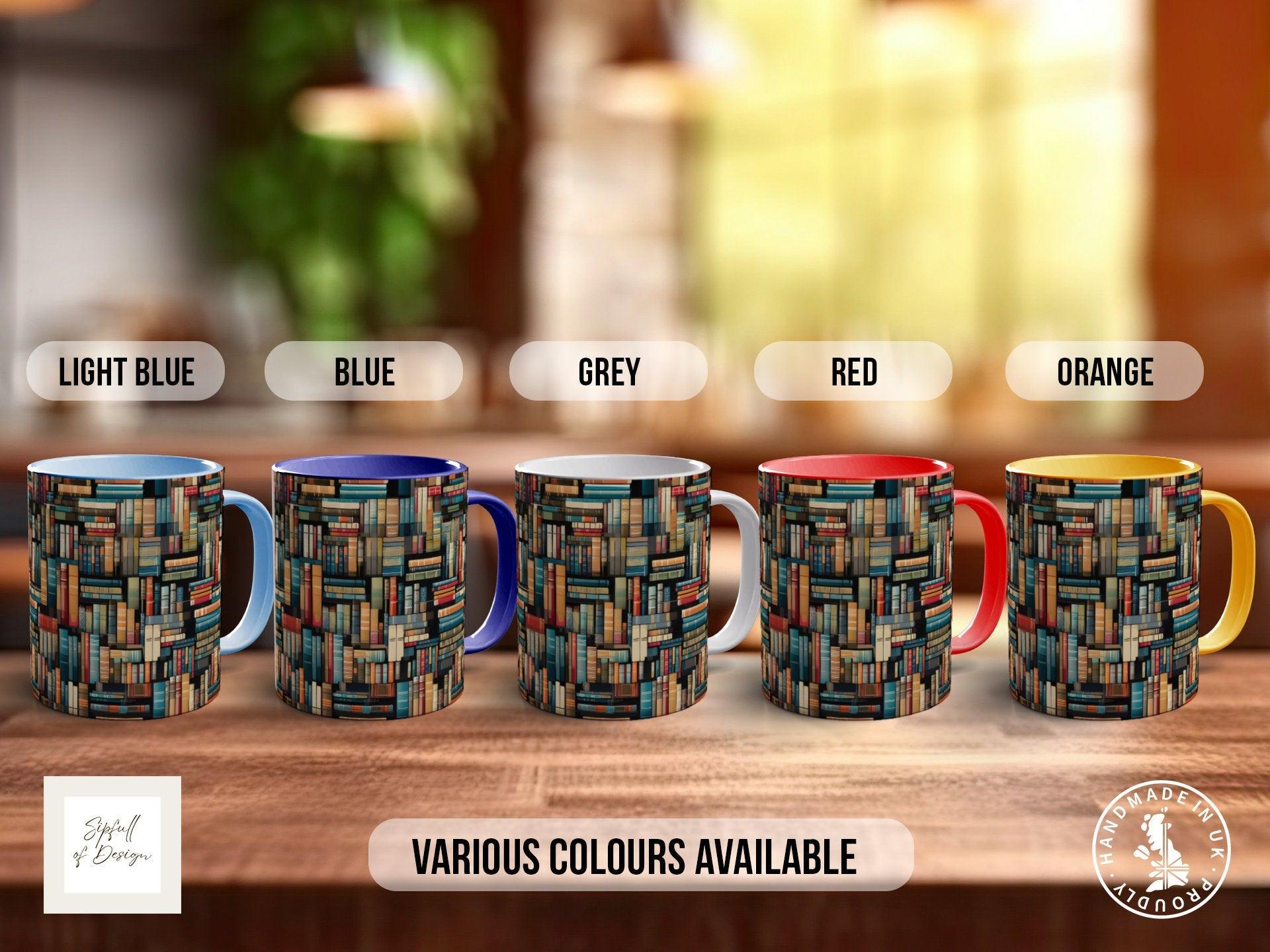 Book Shelf Pattern Full Wrap Coloured Art Mug - Design 5 - Sipfull of Design