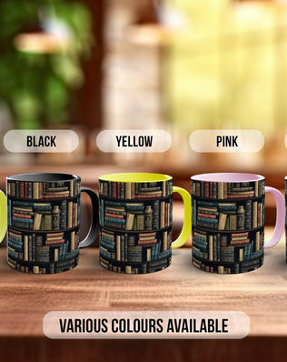Book Shelf Pattern Full Wrap Coloured Art Mug - Design 1 - Sipfull of Design
