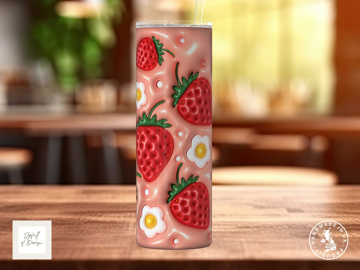 April Daisies Birth Flowers Frosted Glass Can - a bamboo cup of positivity with lid and straw!