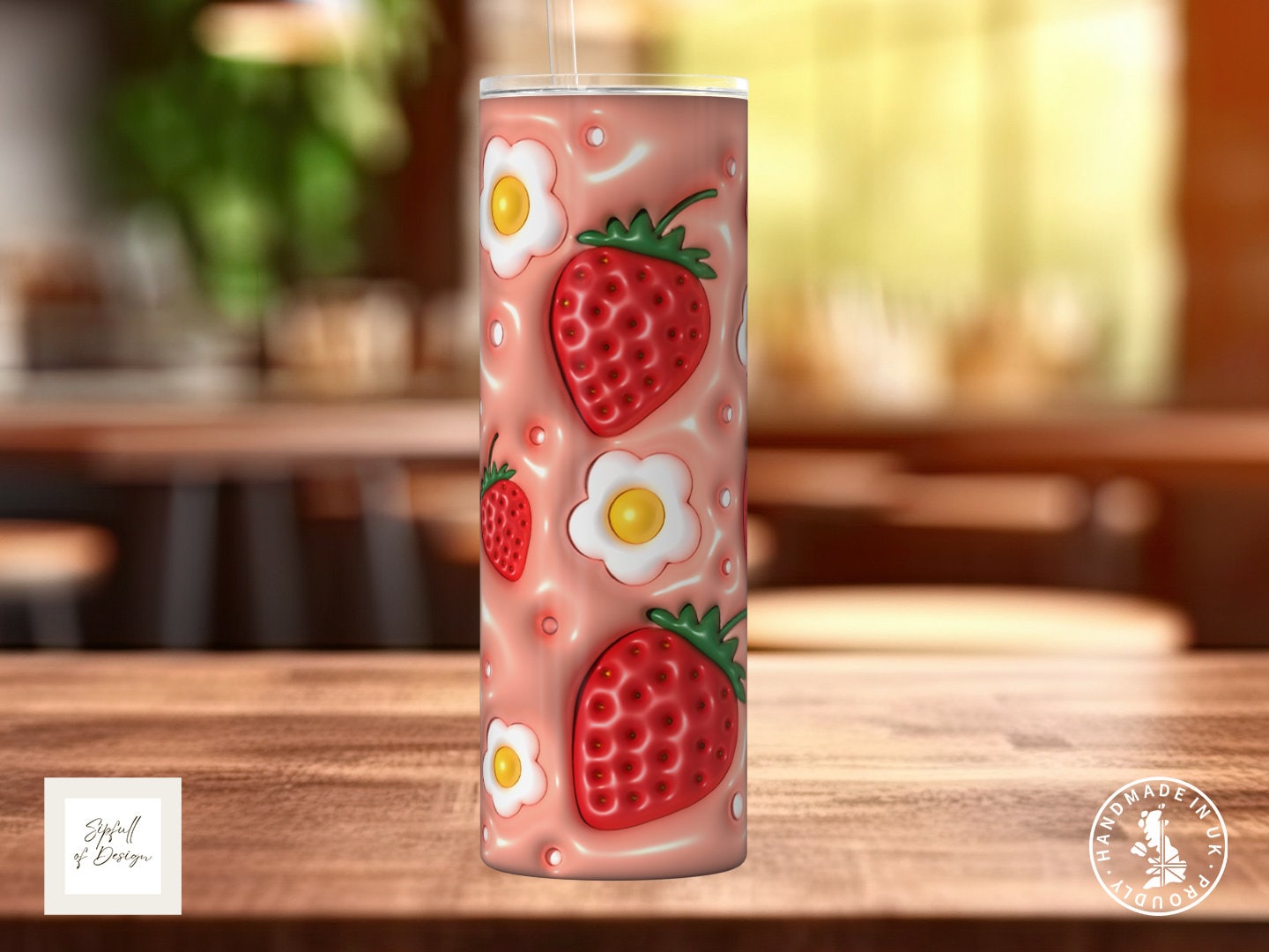 April Daisies Birth Flowers Frosted Glass Can - a bamboo cup of positivity with lid and straw!