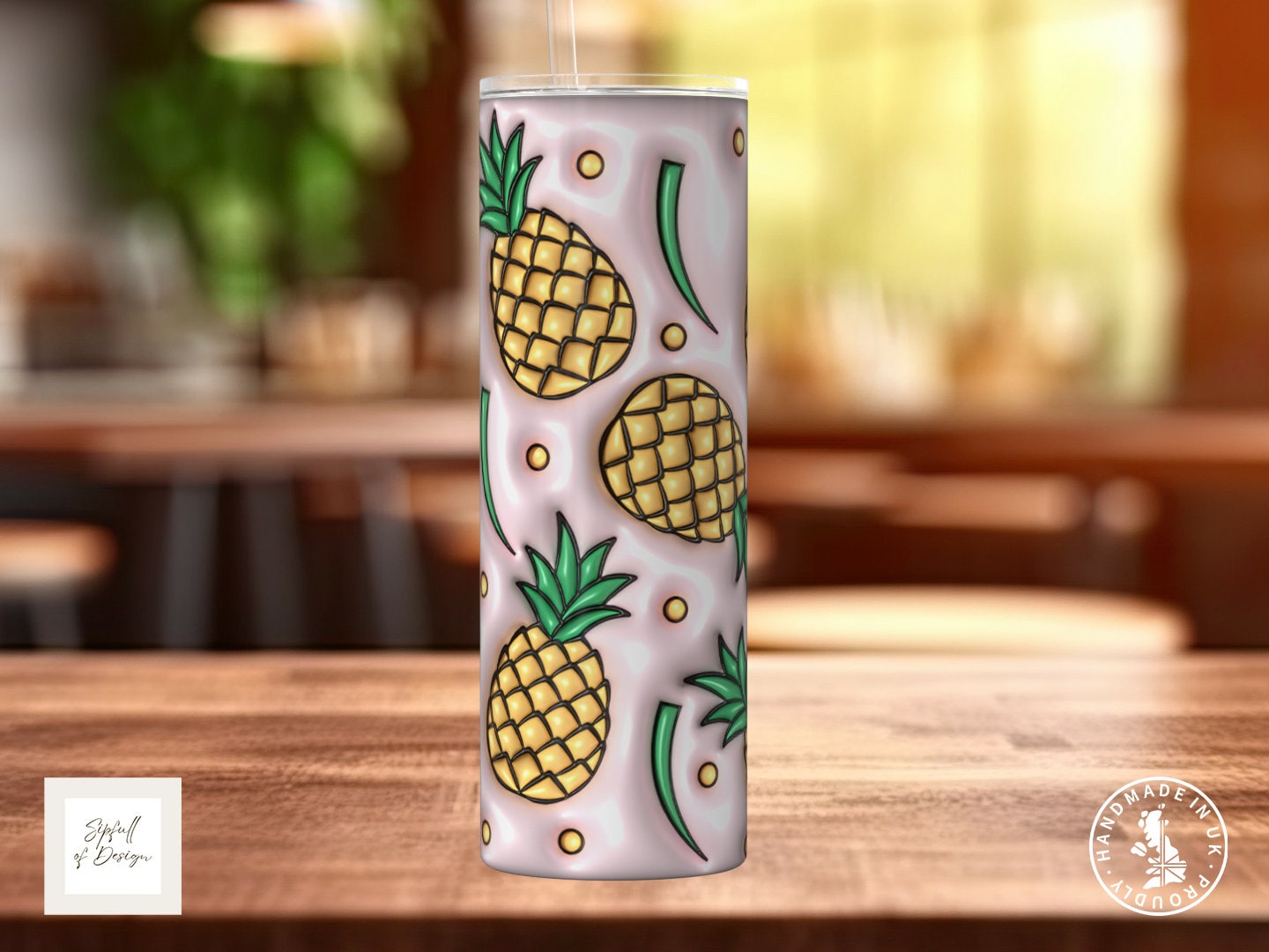 January Carnation Birth Flowers Frosted Glass Can - a bamboo cup of positivity with lid and straw!