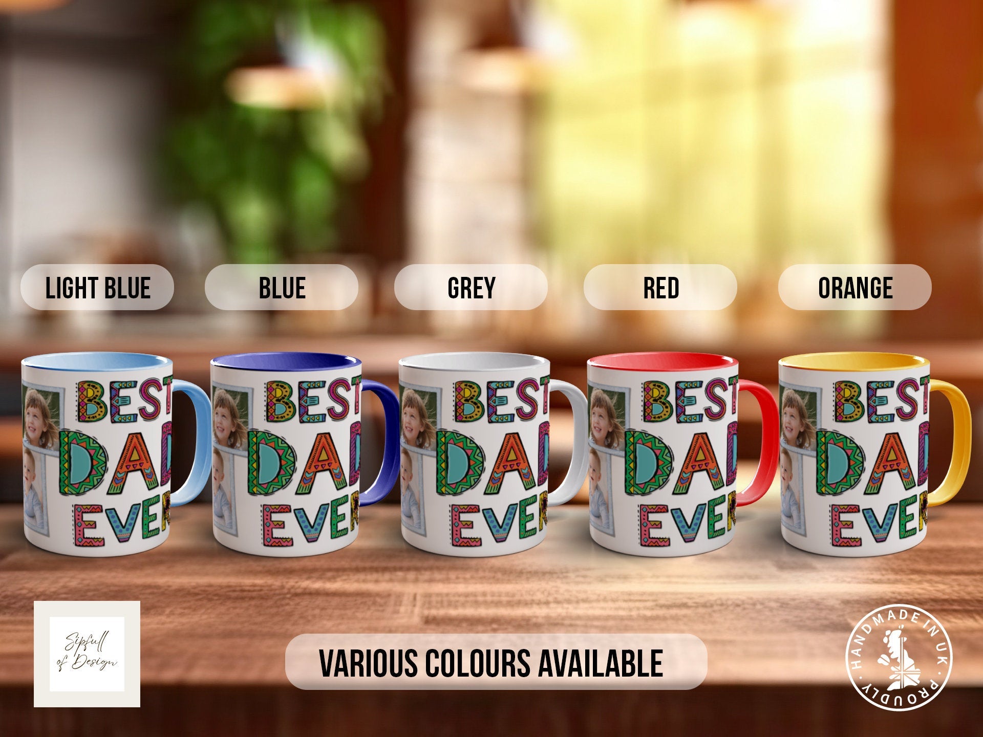 Personalised Best Dad Ever Photo Mug - coloured with your photos - Dad Gift - Ideal Fathers Day Gift