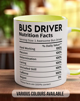 Bus Driver Nutritional Facts Mug - Sipfull of Design