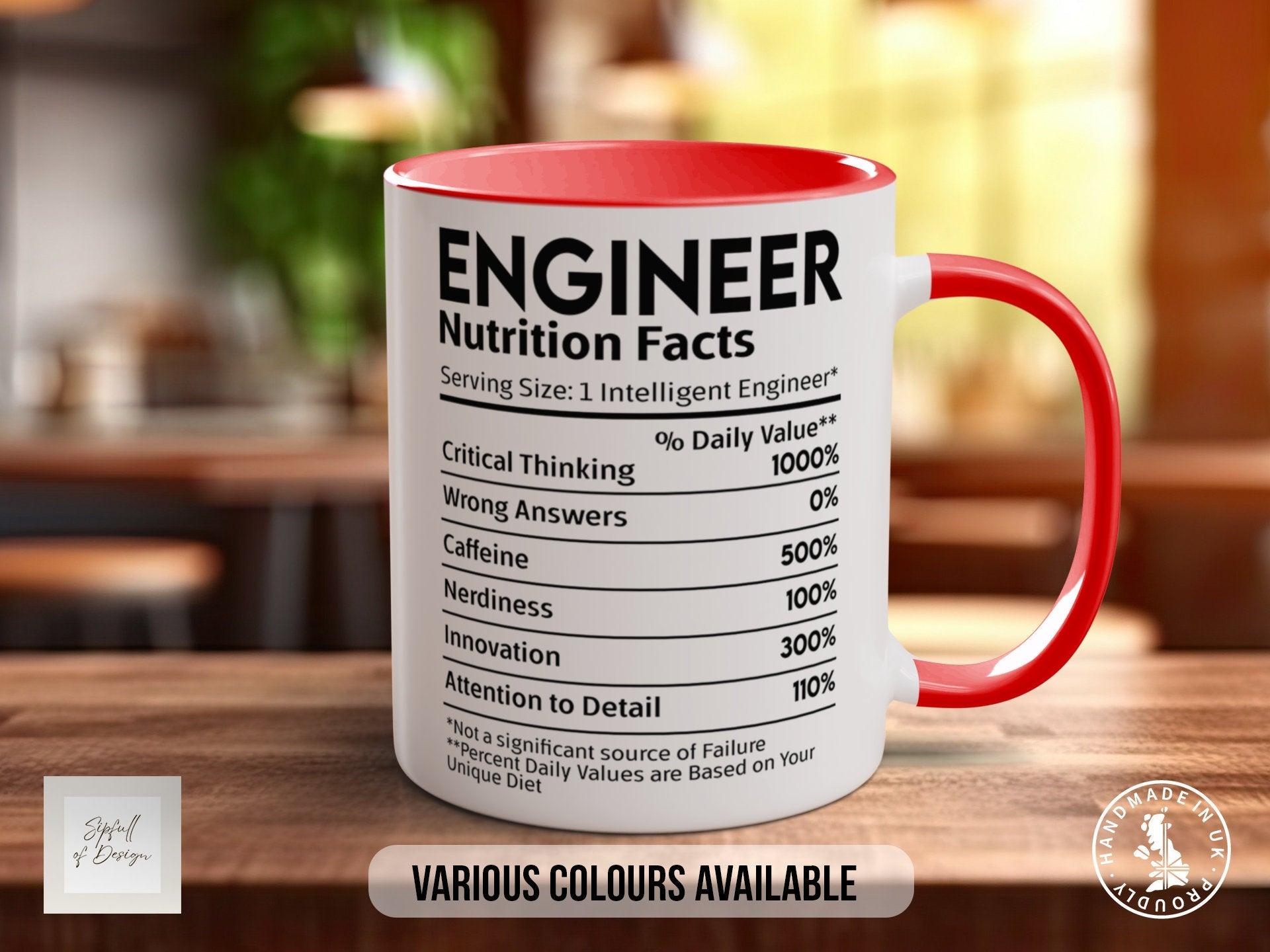Engineer Funny Nutritional Facts Mug - Sipfull of Design