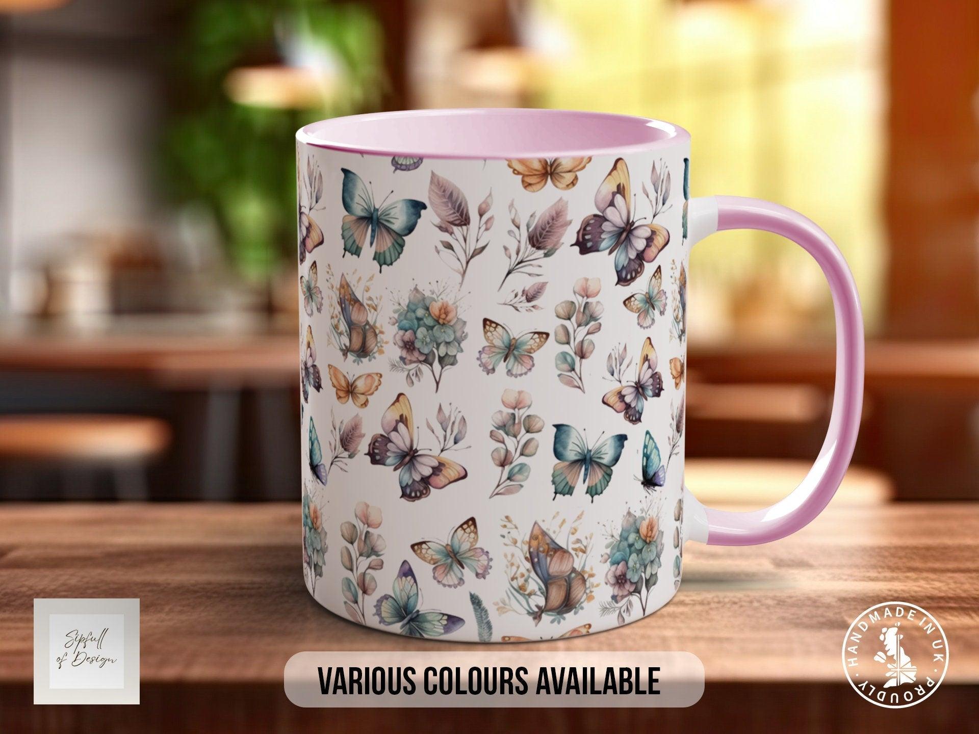 Coloured Watercolour Butterfly Full Wrap Art Mug - Design 4 - Sipfull of Design