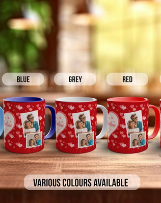 Personalised Be My Valentine Photo Mug Valentines Coloured Mug - Custom Photos - Sipfull of Design