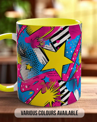 Abstract Comic Pop Pattern Full Wrap Coloured Art Mug - Design 1 - Sipfull of Design