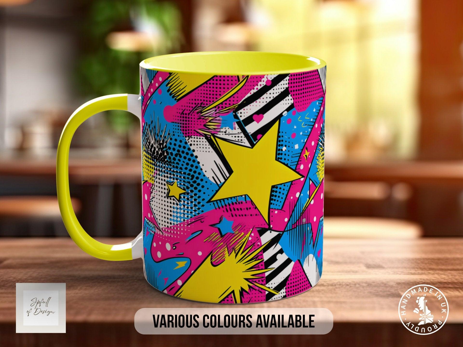 Abstract Comic Pop Pattern Full Wrap Coloured Art Mug - Design 1 - Sipfull of Design