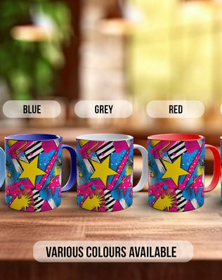 Abstract Comic Pop Pattern Full Wrap Coloured Art Mug - Design 1 - Sipfull of Design