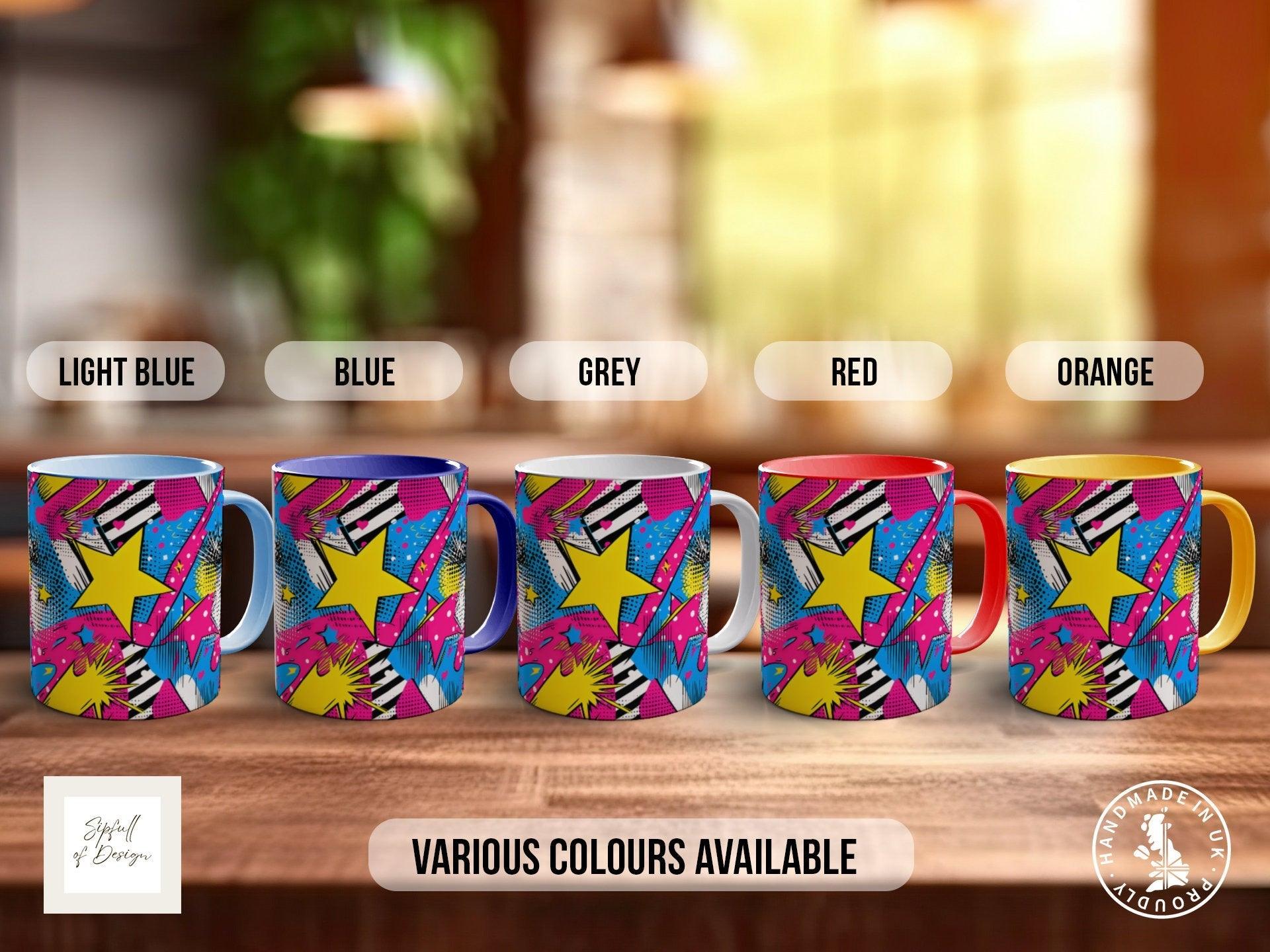 Abstract Comic Pop Pattern Full Wrap Coloured Art Mug - Design 1 - Sipfull of Design