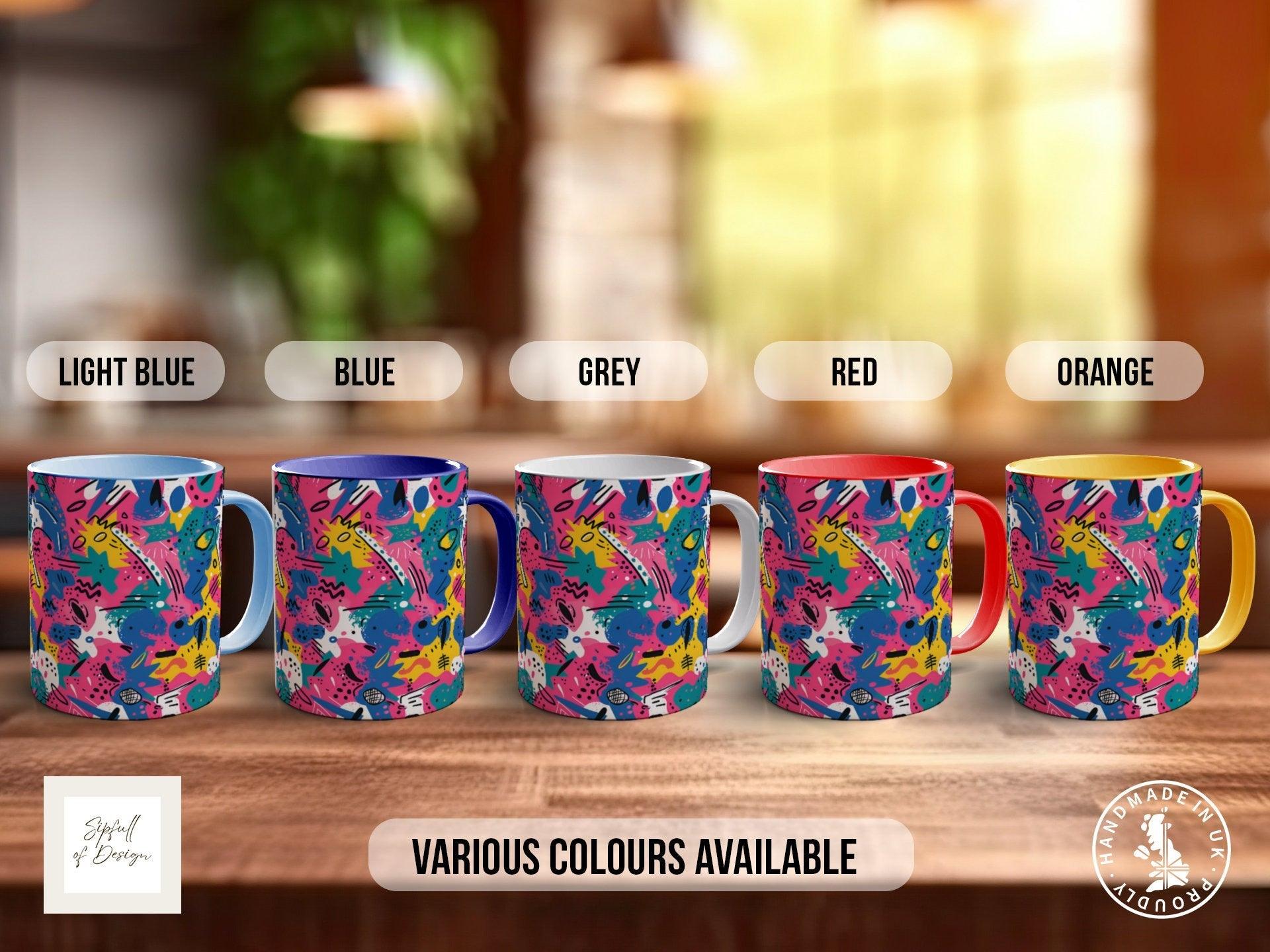 Abstract Comic Pop Pattern Full Wrap Coloured Art Mug - Design 2 - Sipfull of Design