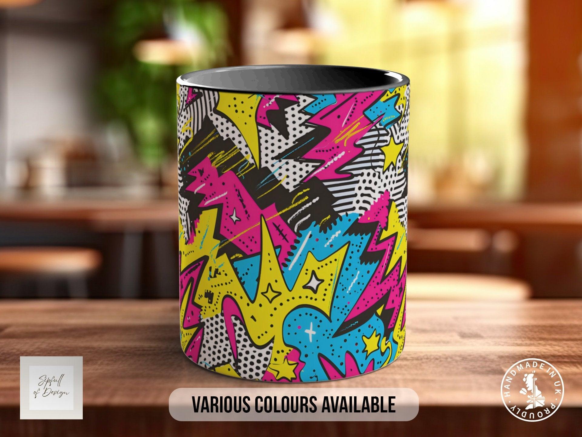 Abstract Comic Pop Pattern Full Wrap Coloured Art Mug - Design 5 - Sipfull of Design