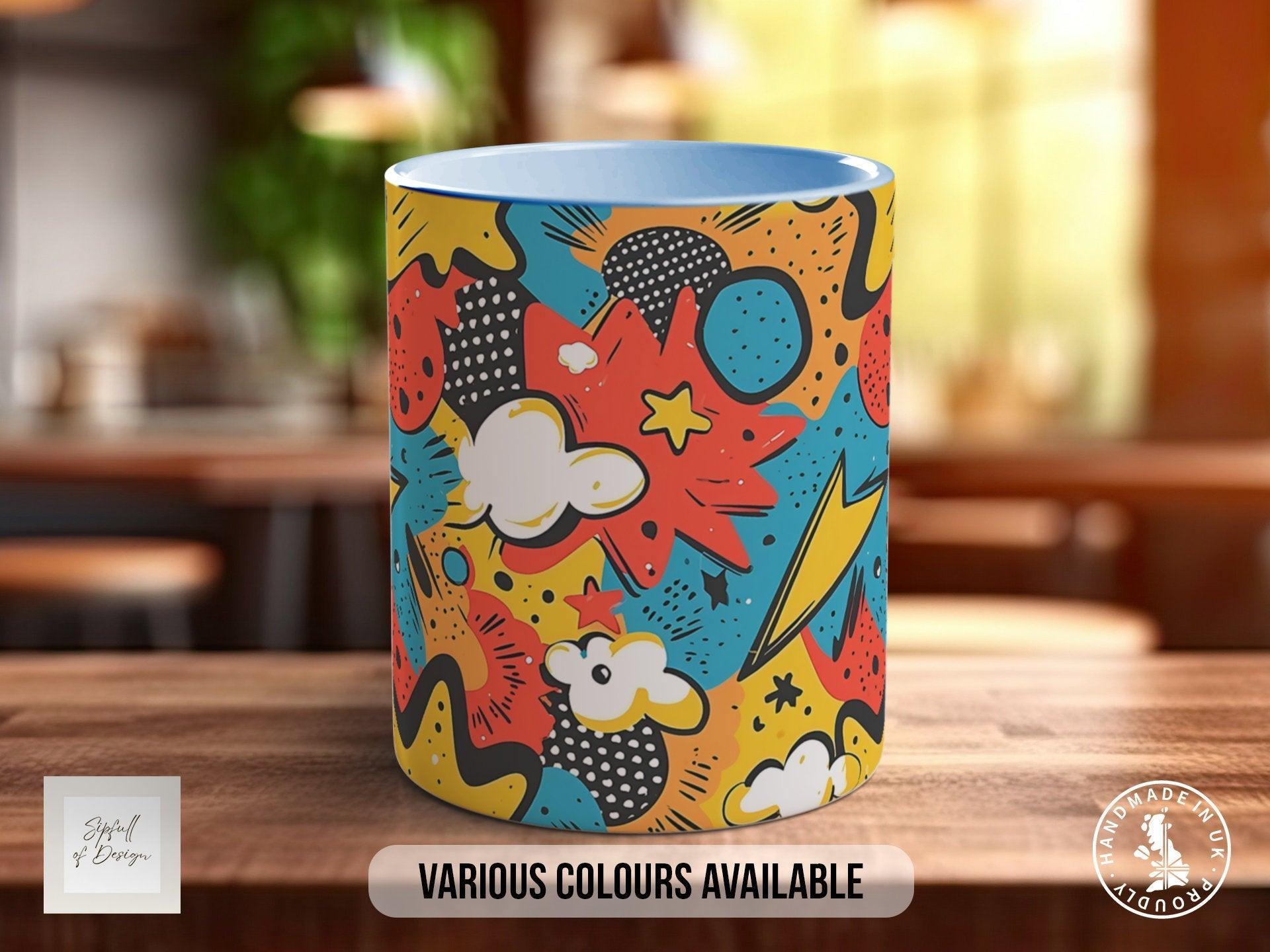 Abstract Comic Pop Pattern Full Wrap Coloured Art Mug - Design 4 - Sipfull of Design