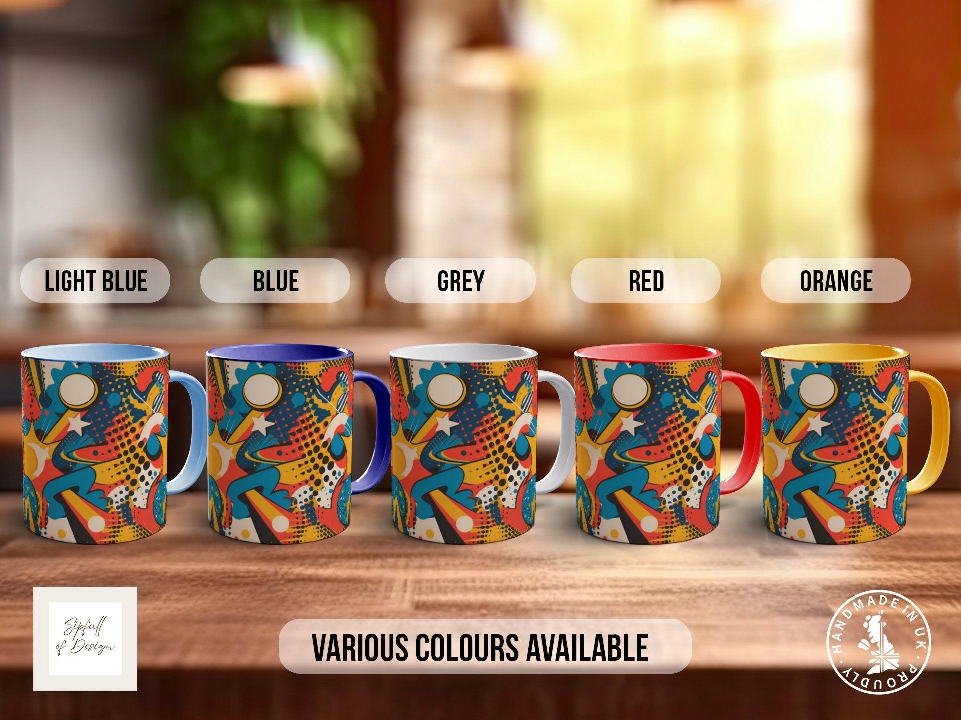 Abstract Comic Pop Pattern Full Wrap Coloured Art Mug - Design 7 - Sipfull of Design