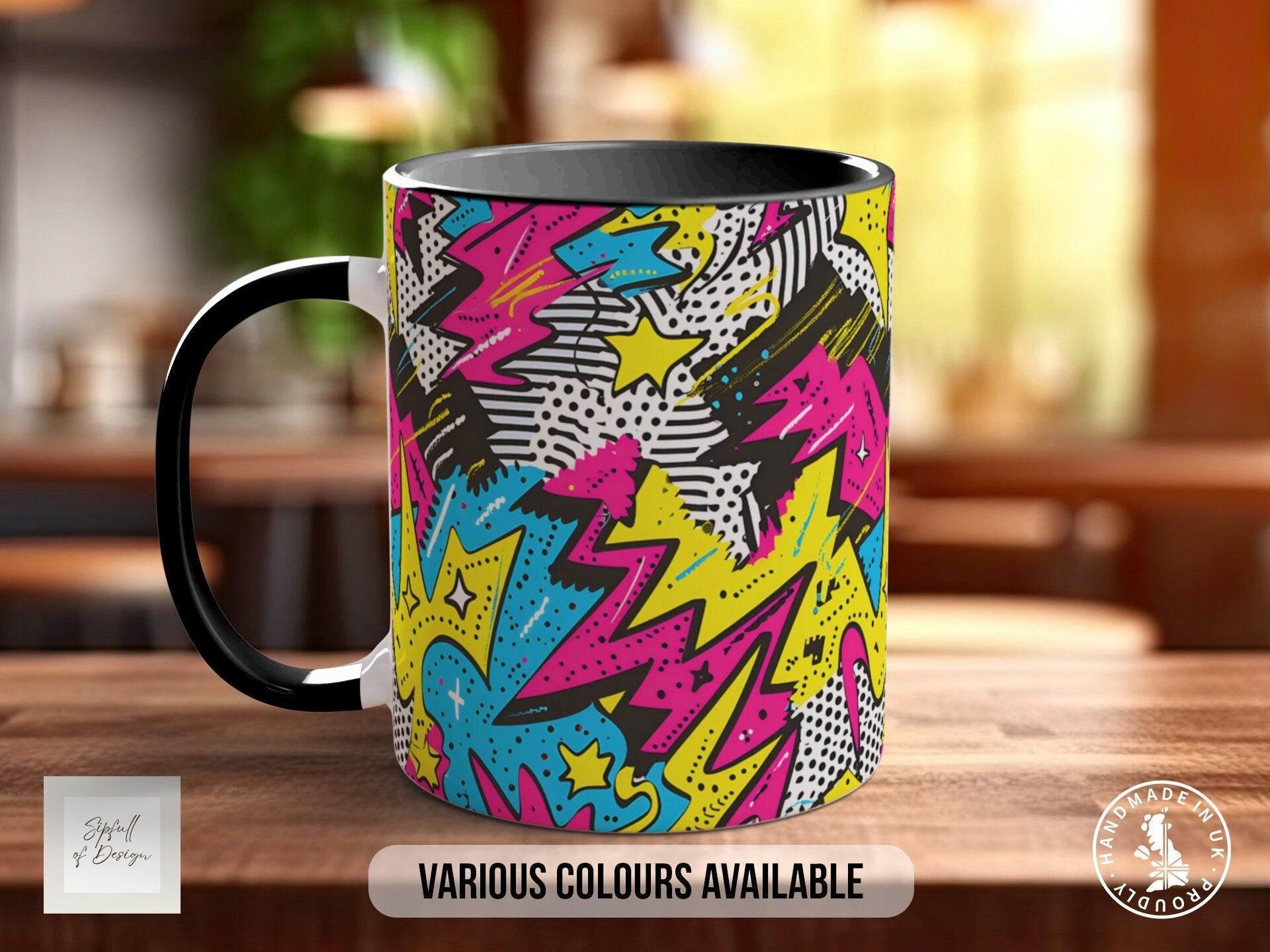 Abstract Comic Pop Pattern Full Wrap Coloured Art Mug - Design 5 - Sipfull of Design