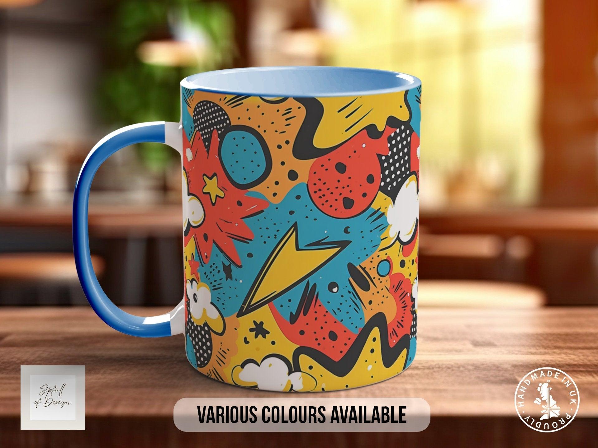 Abstract Comic Pop Pattern Full Wrap Coloured Art Mug - Design 4 - Sipfull of Design