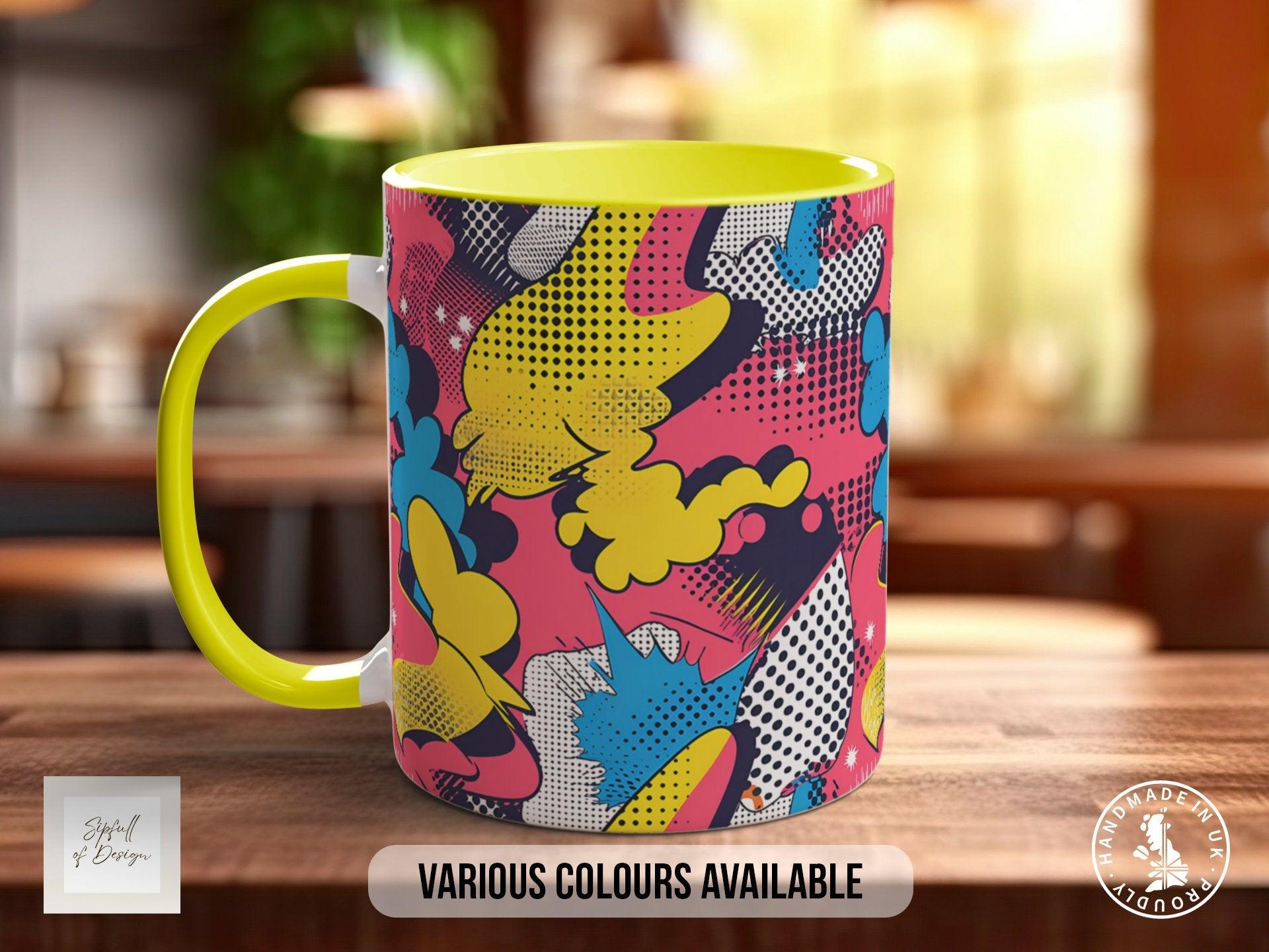 Abstract Comic Pop Pattern Full Wrap Coloured Art Mug - Design 6 - Sipfull of Design