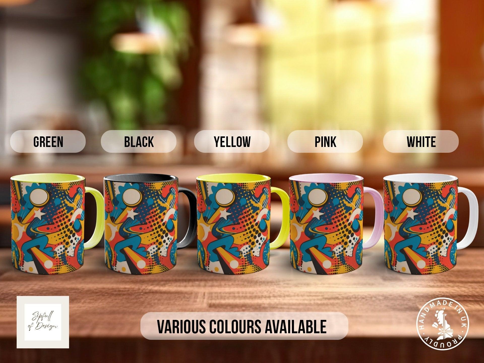 Abstract Comic Pop Pattern Full Wrap Coloured Art Mug - Design 7 - Sipfull of Design