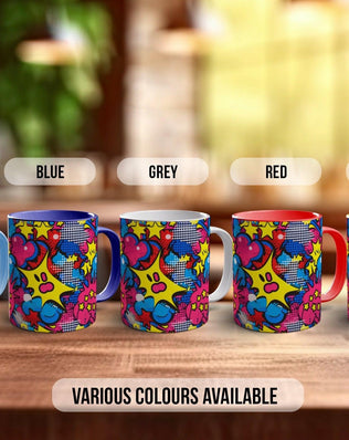 Abstract Comic Pop Pattern Full Wrap Coloured Art Mug - Design 3 - Sipfull of Design