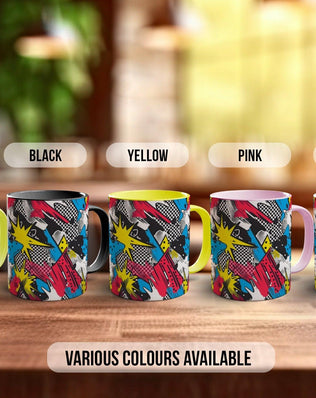 Abstract Comic Pop Pattern Full Wrap Coloured Art Mug - Design 11 - Sipfull of Design