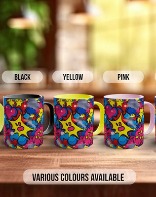 Abstract Comic Pop Pattern Full Wrap Coloured Art Mug - Design 3 - Sipfull of Design