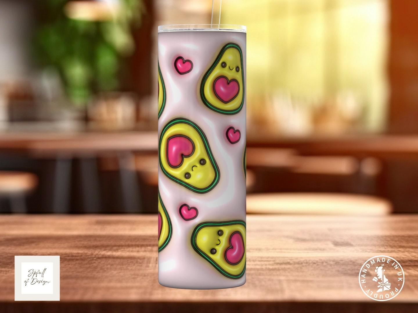 Puffy Print Avocado 20oz Insulated Tumbler With lid and straw! - Sipfull of Design